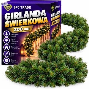 Girlanda świąteczna 200 cm, gęste igły