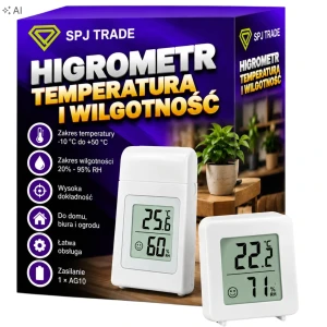 Termometr higrometr pokojowy -10°C do +50°C, wilgotność 20-95%