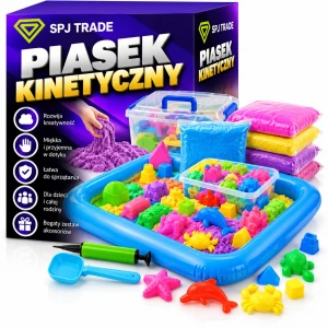 Piasek kinetyczny 3 kg z foremkami, 3 kolory, dla dzieci 3+