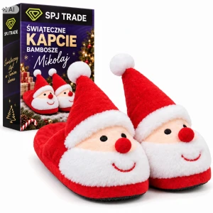 Kapcie damskie świąteczne, rozmiar 37-40, motyw Świętego Mikołaja