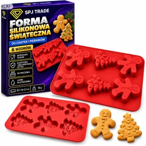 Forma silikonowa do pierników, 6 wgłębień, motyw bożonarodzeniowy