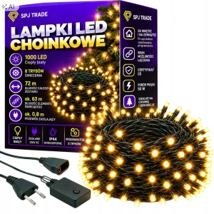 Lampki choinkowe 1000 led ciepły biały 73 m ip44