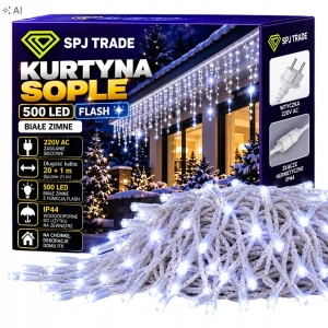 Lampki sople kurtyna 500 led flash zimny biały 21 m
