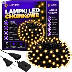 Lampki choinkowe 300 led ciepły biały 22 m