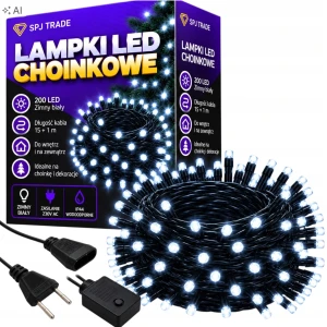 Lampki choinkowe 200 LED, 16 m, zimny biały, wewnętrzne i zewnętrzne