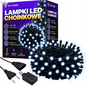 Lampki choinkowe 100 LED, 8,5 m, zimny biały, wewnętrzne i zewnętrzne
