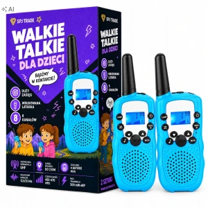 Walkie talkie dla dzieci, zasięg 3 km, 8 kanałów, zestaw 2 szt