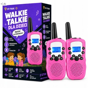 Walkie talkie dla dzieci, zasięg 3 km, 8 kanałów, zestaw 2 szt