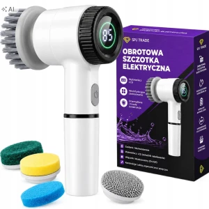 Szczotka elektryczna do czyszczenia, bezprzewodowa, 5 końcówek
