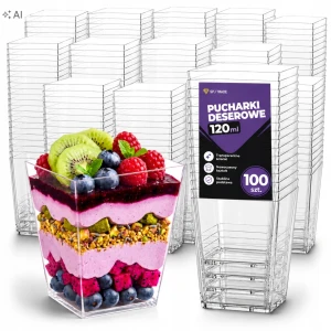 Pucharki do deserów 120 ml, plastikowe, 100 szt