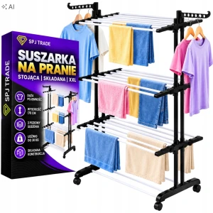Suszarka na pranie stojąca 3 poziomy 30 kg czarna