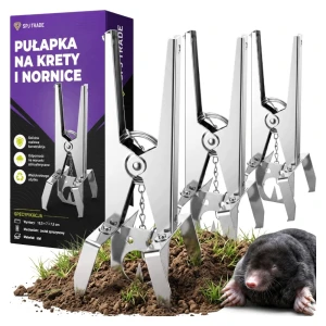 Pułapka na krety stalowa nożycowa, 18,5 cm, 3 szt.