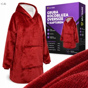 Kocobluza z kapturem oversize, polar, 80x120 cm, XXL