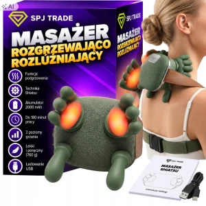 Masażer pleców i karku shiatsu bezprzewodowy, 2000 mAh, 180 minut pracy, z grzaniem