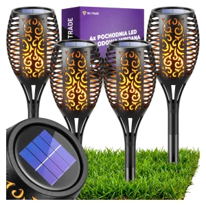 Lampa solarna ogrodowa pochodnia z efektem płomienia, 4 szt