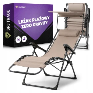 Leżak plażowy zero gravity z daszkiem, udźwig 120 kg