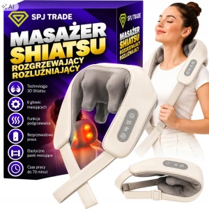 Masażer shiatsu do szyi i karku, 6 głowic, funkcja podgrzewania