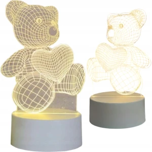 Lampka nocna 3D dla dzieci miś LED USB, żółta