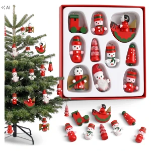 Bombki choinkowe drewniane 3,5 cm, zestaw 10 szt.