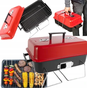 Grill ogrodowy węglowy z pokrywką, składany, przenośny