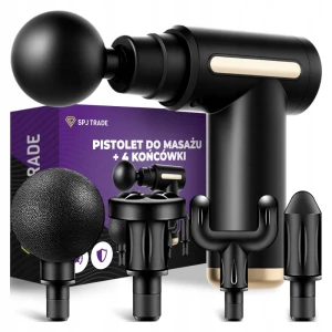 Pistolet do masażu 25W, 6 poziomów, 4 końcówki