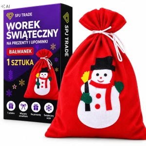 Worek na prezenty świąteczny 20x30 cm, czerwony welur