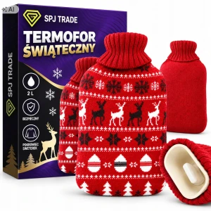 Termofor gumowy 2l w świątecznym pokrowcu